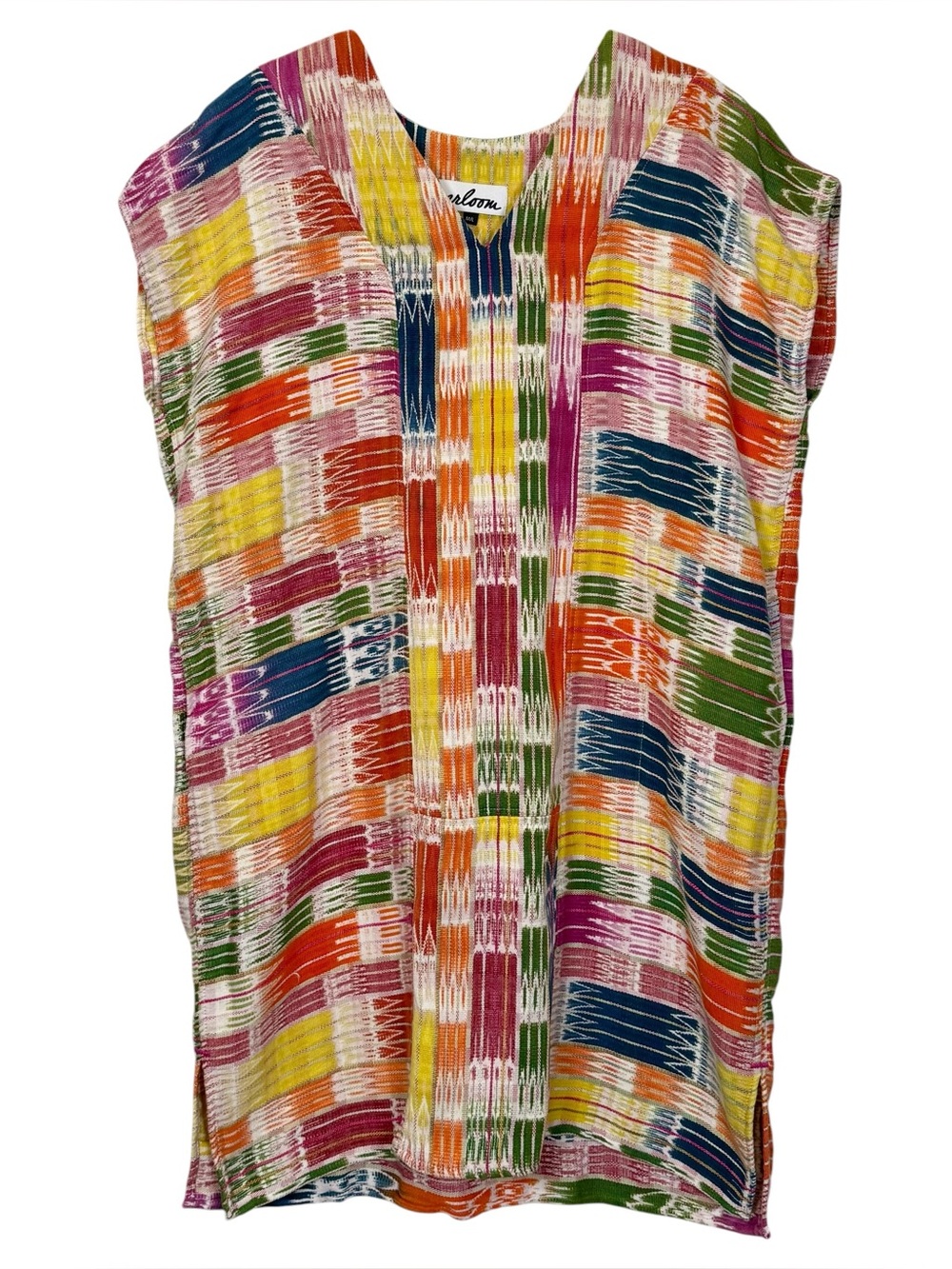 Arloom Size M/L Handwoven Vintage Textile Lola Kaftan Mini Dress With Pockets